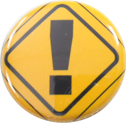 Button mit Rufzeichen gelb